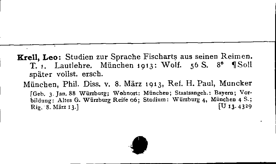 [Katalogkarte Dissertationenkatalog bis 1980]