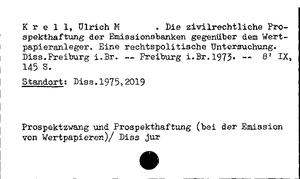 [Katalogkarte Dissertationenkatalog bis 1980]