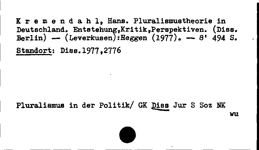 [Katalogkarte Dissertationenkatalog bis 1980]