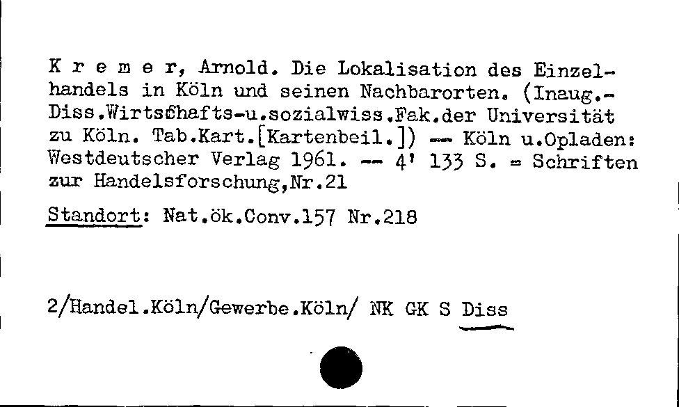 [Katalogkarte Dissertationenkatalog bis 1980]