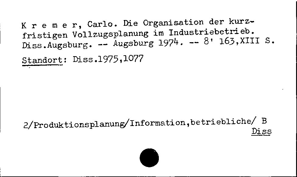 [Katalogkarte Dissertationenkatalog bis 1980]