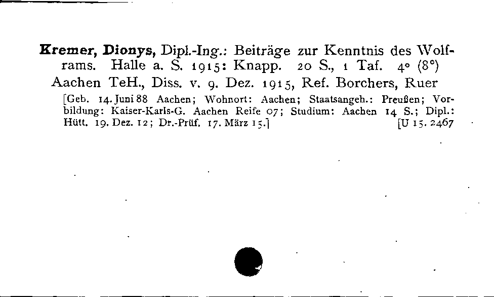 [Katalogkarte Dissertationenkatalog bis 1980]