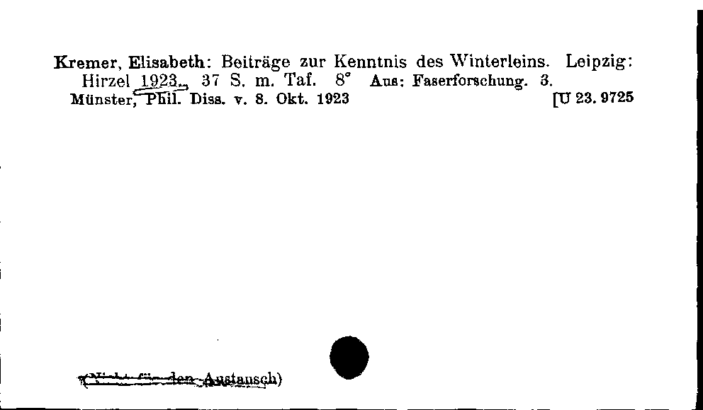 [Katalogkarte Dissertationenkatalog bis 1980]