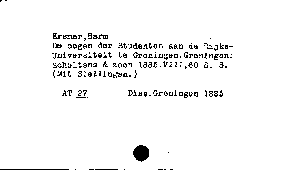 [Katalogkarte Dissertationenkatalog bis 1980]