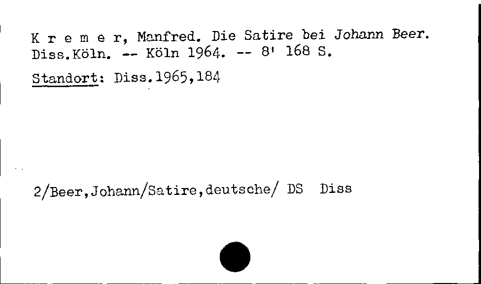 [Katalogkarte Dissertationenkatalog bis 1980]