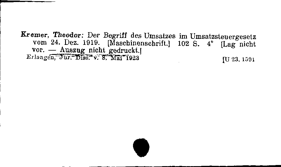 [Katalogkarte Dissertationenkatalog bis 1980]