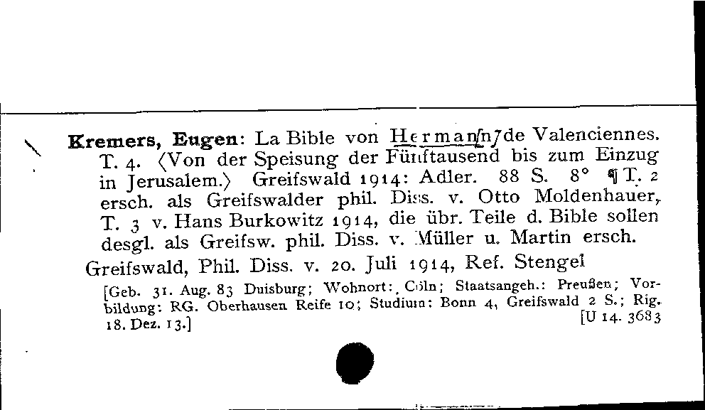 [Katalogkarte Dissertationenkatalog bis 1980]