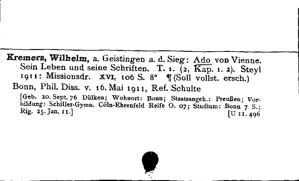 [Katalogkarte Dissertationenkatalog bis 1980]