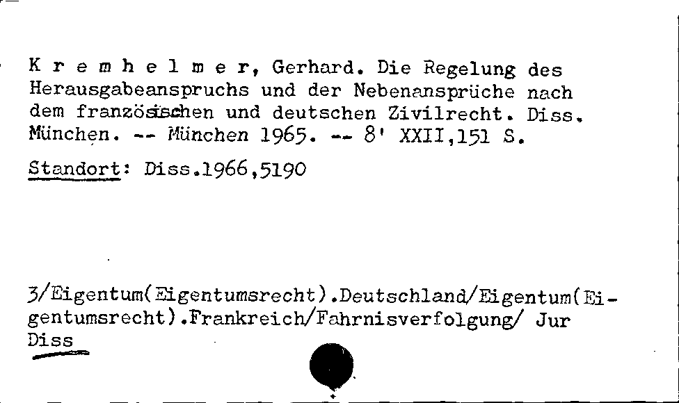 [Katalogkarte Dissertationenkatalog bis 1980]