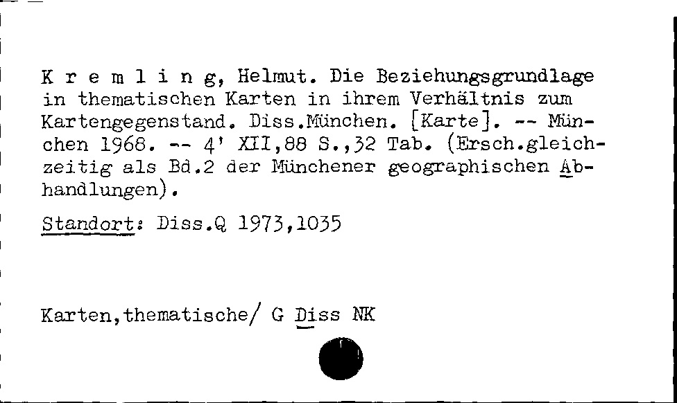 [Katalogkarte Dissertationenkatalog bis 1980]