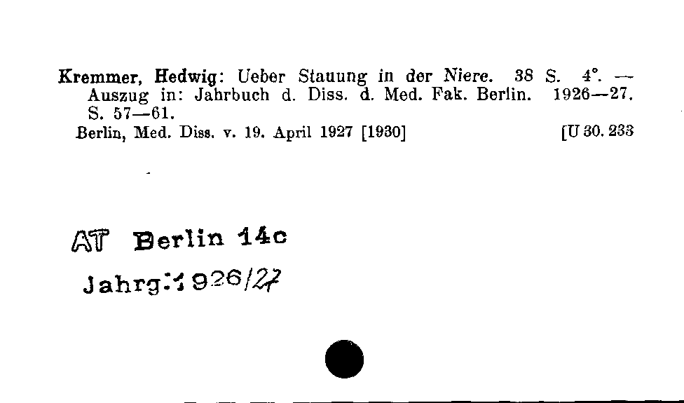 [Katalogkarte Dissertationenkatalog bis 1980]