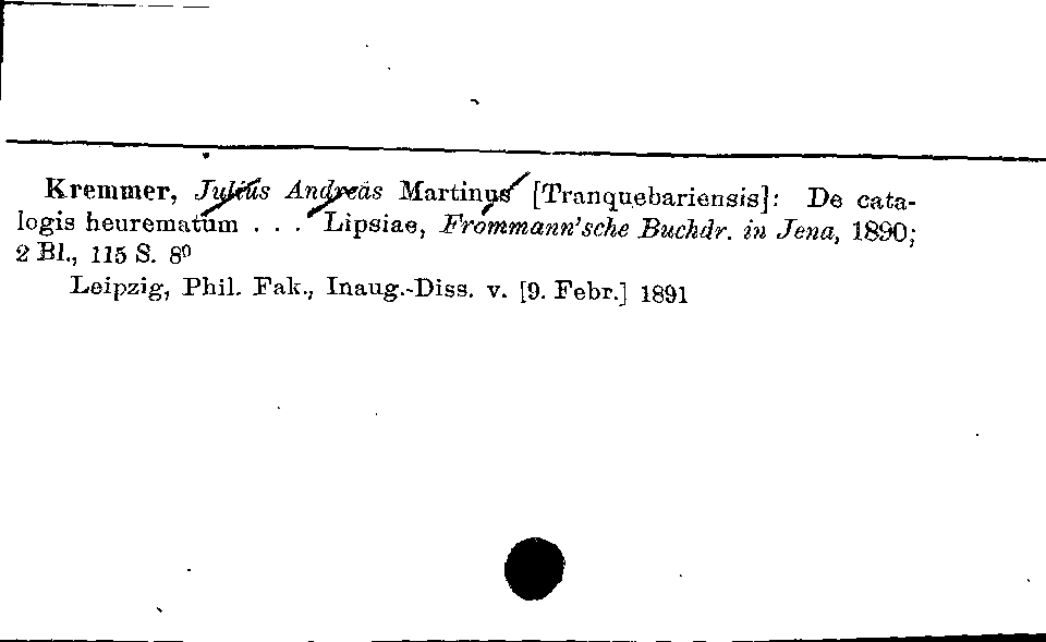 [Katalogkarte Dissertationenkatalog bis 1980]