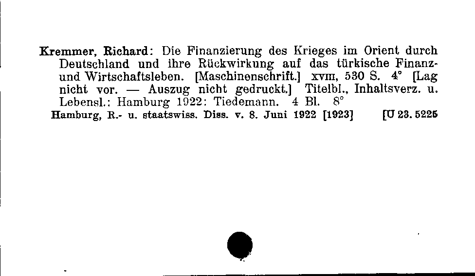 [Katalogkarte Dissertationenkatalog bis 1980]