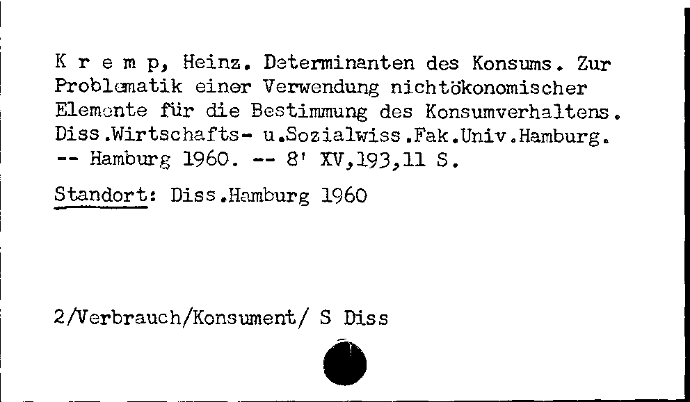 [Katalogkarte Dissertationenkatalog bis 1980]