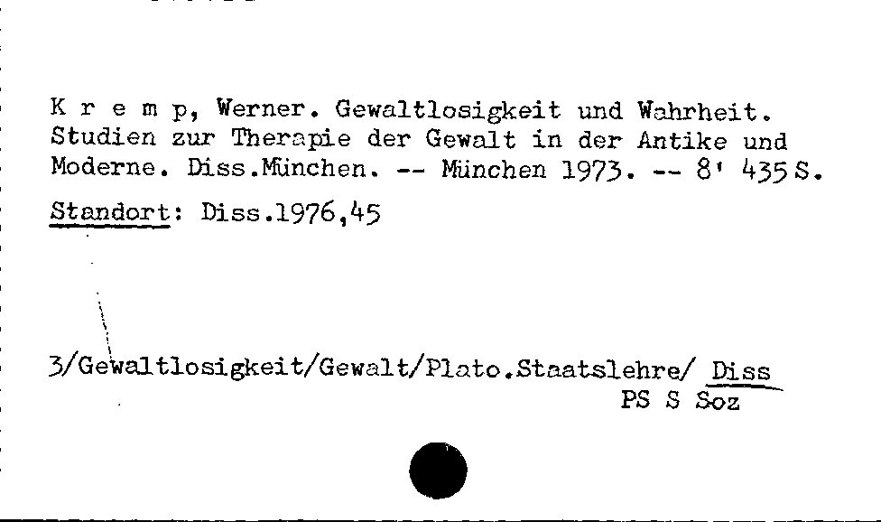 [Katalogkarte Dissertationenkatalog bis 1980]