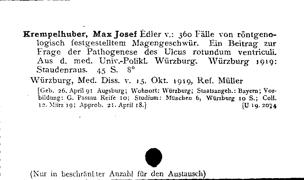 [Katalogkarte Dissertationenkatalog bis 1980]