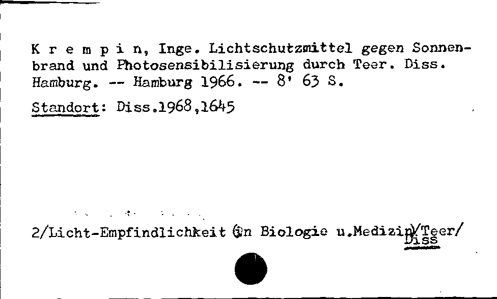 [Katalogkarte Dissertationenkatalog bis 1980]