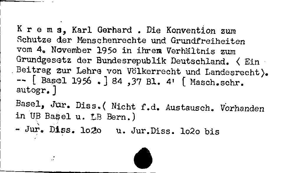 [Katalogkarte Dissertationenkatalog bis 1980]