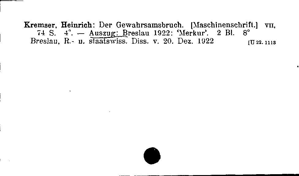 [Katalogkarte Dissertationenkatalog bis 1980]