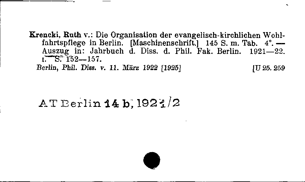 [Katalogkarte Dissertationenkatalog bis 1980]