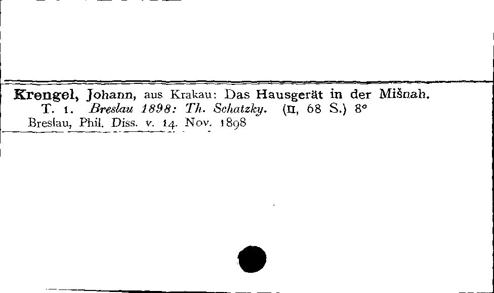 [Katalogkarte Dissertationenkatalog bis 1980]