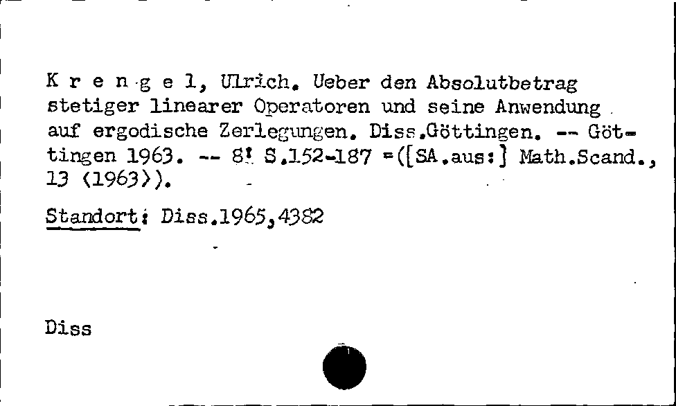 [Katalogkarte Dissertationenkatalog bis 1980]