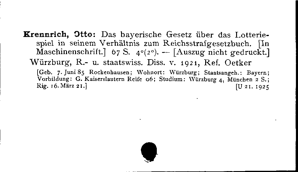 [Katalogkarte Dissertationenkatalog bis 1980]