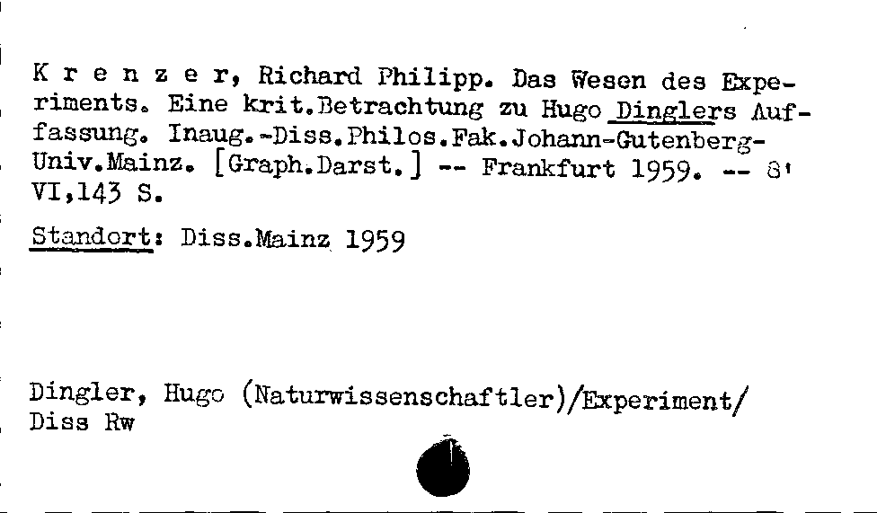 [Katalogkarte Dissertationenkatalog bis 1980]