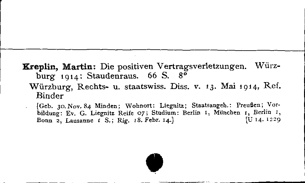 [Katalogkarte Dissertationenkatalog bis 1980]