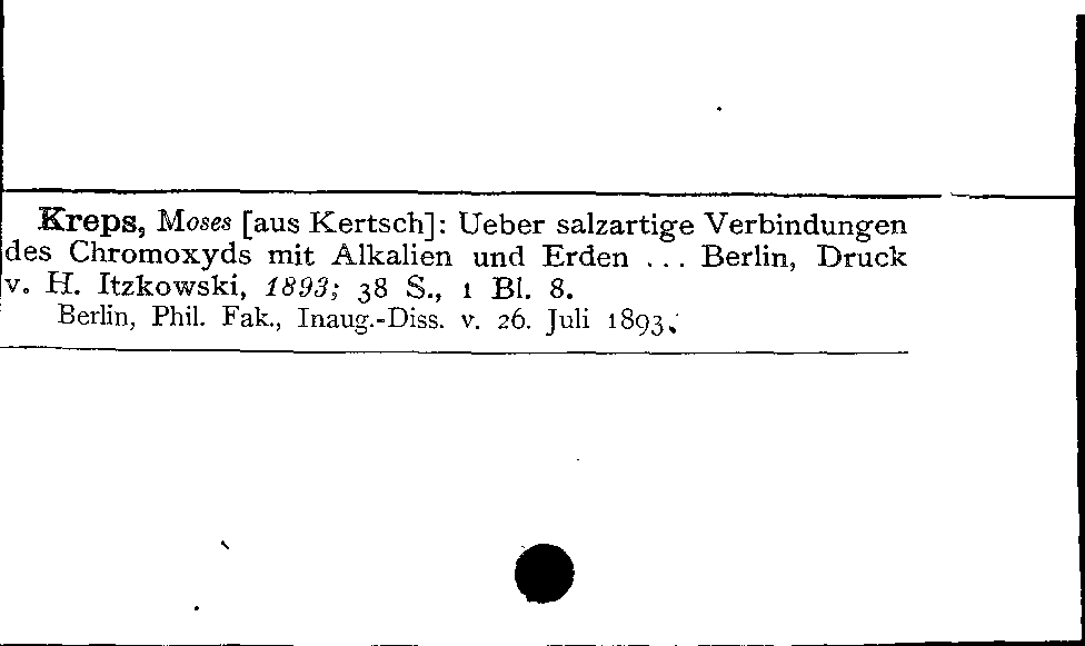 [Katalogkarte Dissertationenkatalog bis 1980]