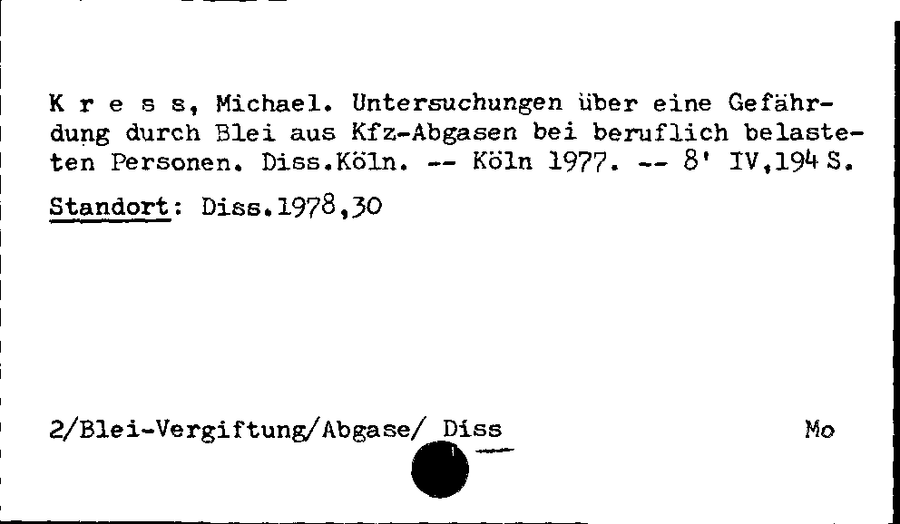 [Katalogkarte Dissertationenkatalog bis 1980]