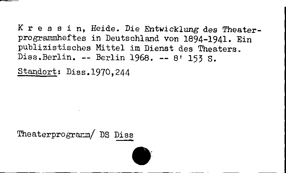 [Katalogkarte Dissertationenkatalog bis 1980]