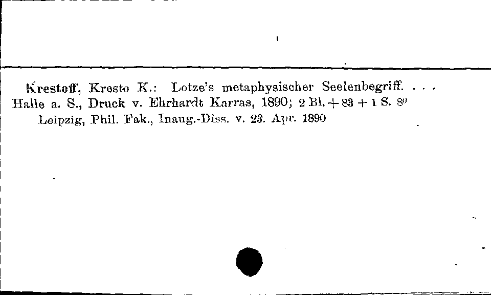 [Katalogkarte Dissertationenkatalog bis 1980]