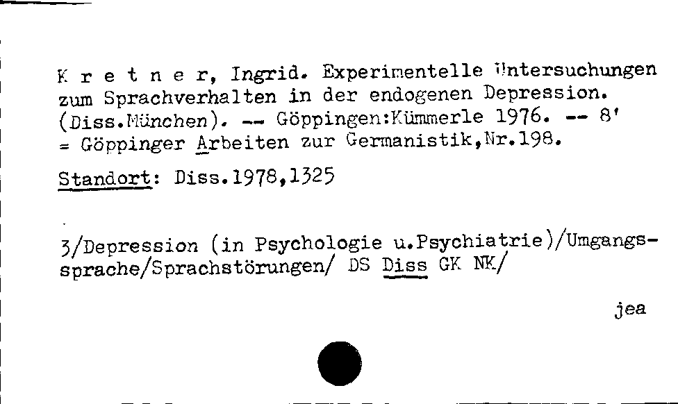 [Katalogkarte Dissertationenkatalog bis 1980]