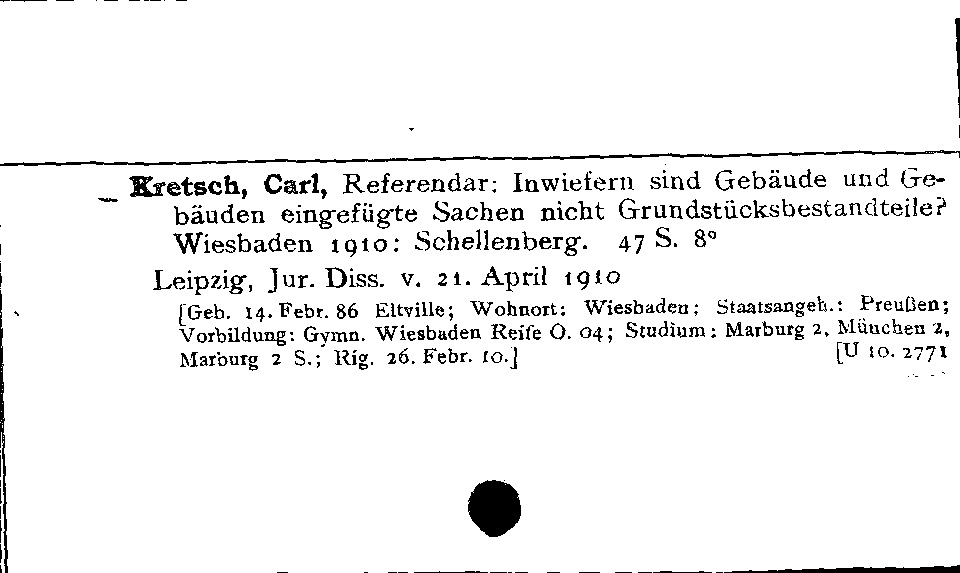 [Katalogkarte Dissertationenkatalog bis 1980]