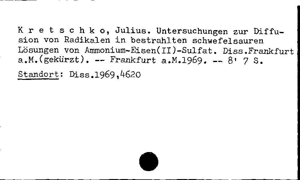 [Katalogkarte Dissertationenkatalog bis 1980]