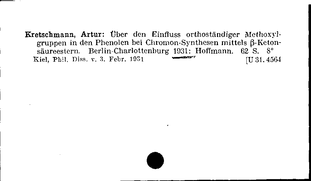 [Katalogkarte Dissertationenkatalog bis 1980]