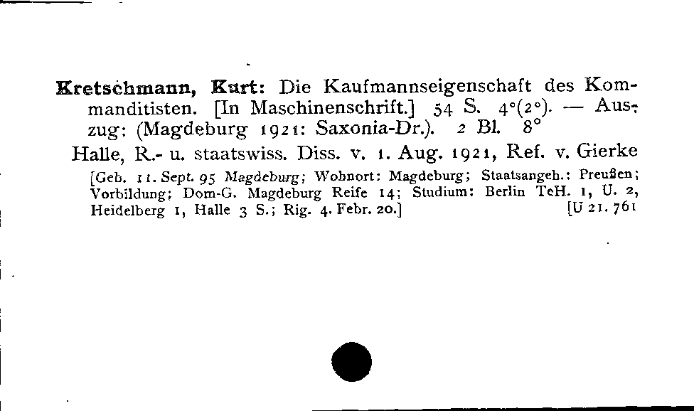 [Katalogkarte Dissertationenkatalog bis 1980]