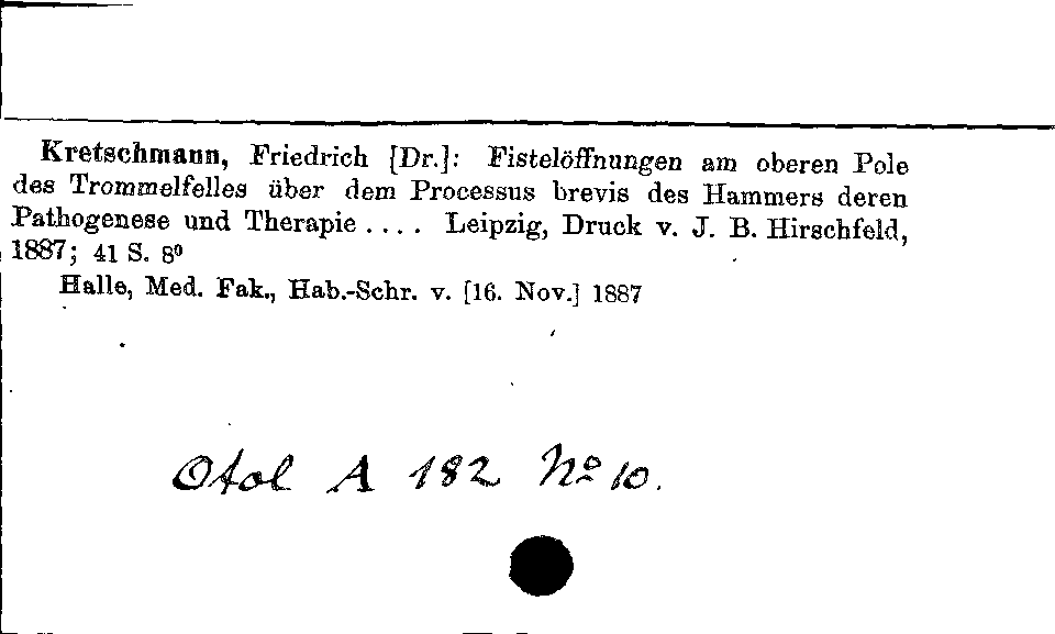 [Katalogkarte Dissertationenkatalog bis 1980]