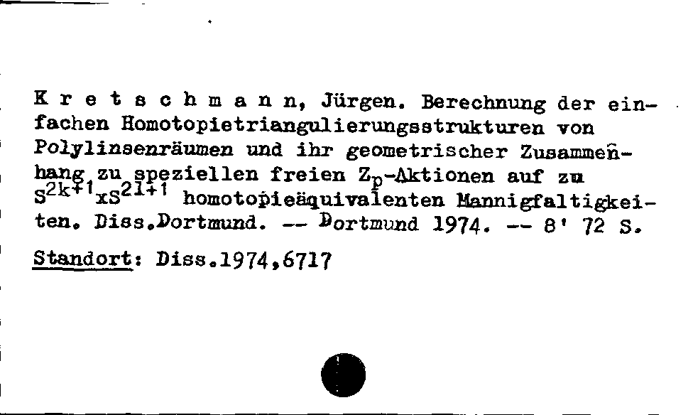 [Katalogkarte Dissertationenkatalog bis 1980]