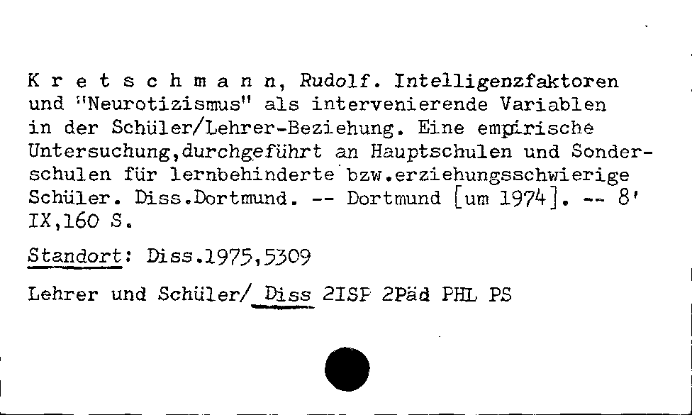 [Katalogkarte Dissertationenkatalog bis 1980]