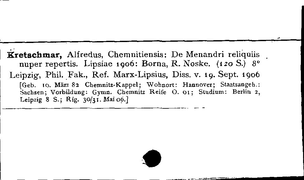 [Katalogkarte Dissertationenkatalog bis 1980]