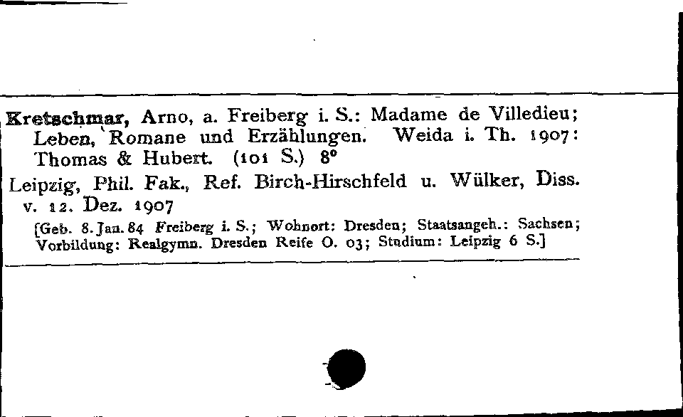 [Katalogkarte Dissertationenkatalog bis 1980]