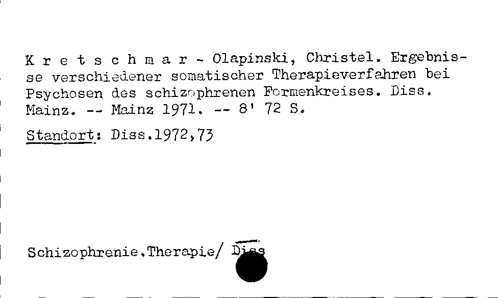 [Katalogkarte Dissertationenkatalog bis 1980]