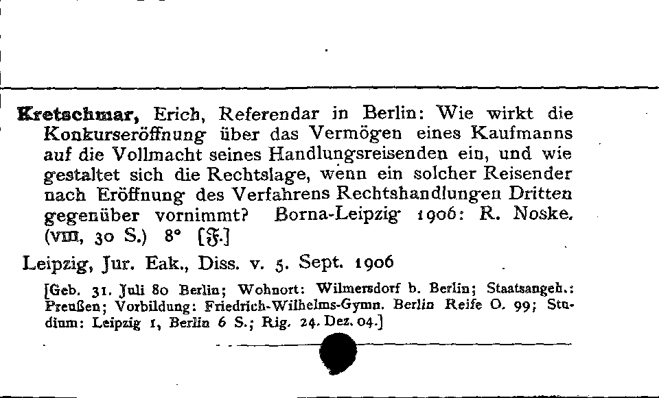 [Katalogkarte Dissertationenkatalog bis 1980]