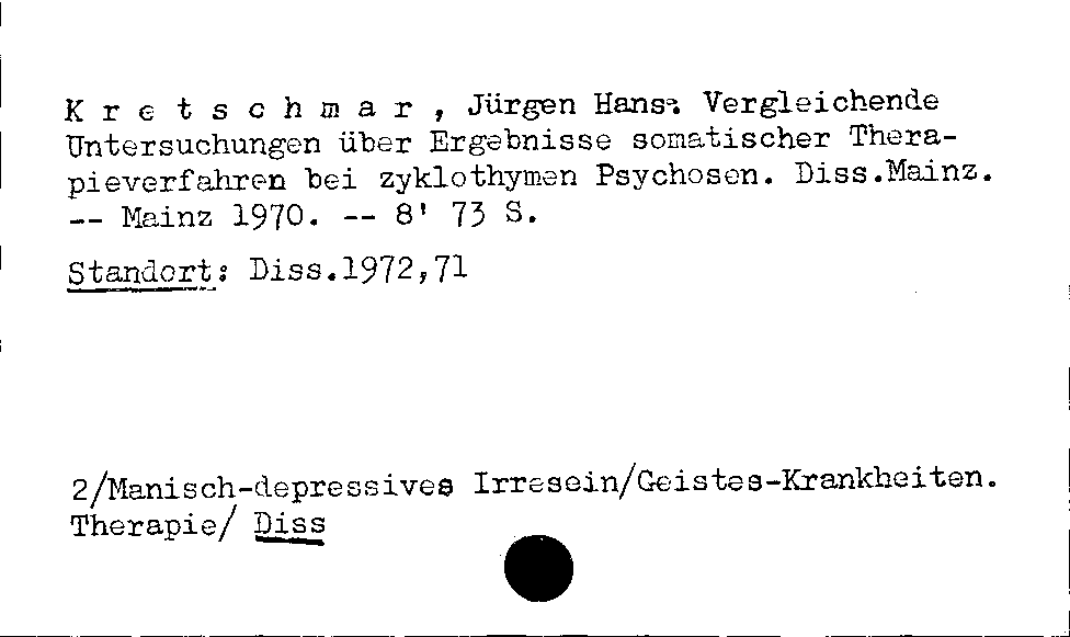 [Katalogkarte Dissertationenkatalog bis 1980]