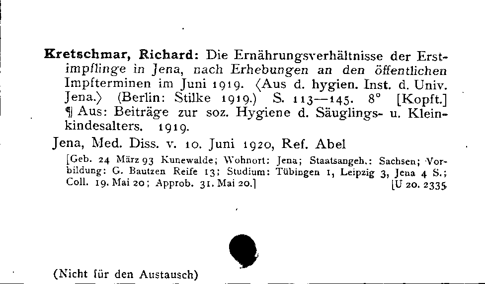 [Katalogkarte Dissertationenkatalog bis 1980]