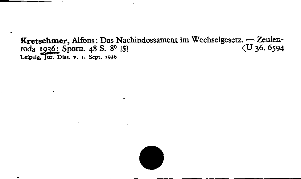 [Katalogkarte Dissertationenkatalog bis 1980]