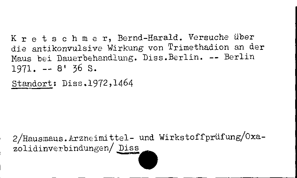 [Katalogkarte Dissertationenkatalog bis 1980]