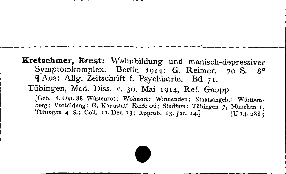 [Katalogkarte Dissertationenkatalog bis 1980]